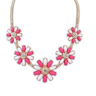 European and America Cute(Five Flowers) Resin Rhinestone Statement Necklace (More Colors) (1 pc)