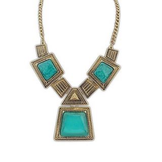 European Vintage Style (Geometry Patch) Fashion ResinChain Statement Necklace (More Colors) (1 pc)