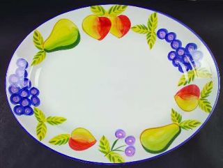 Artists Touch Orchard Jubilee 18 Oval Serving Platter, Fine China Dinnerware  