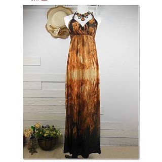 Womens Bohemian Dress Hanging Neck V neck Tie Dye Cultivate Ones Morality