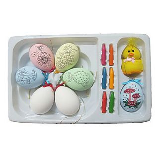 Plastic Festival Eastern Egg With Free Crayon and Accessories(6pcs)