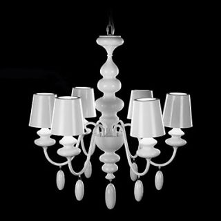 Metal Shade Chandelier, 6 Light, Modern White Iron Painting