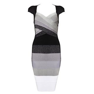 Gray Ombre Open Back Slim Bodycon Bandage Dress