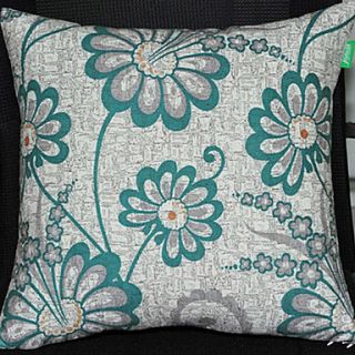 Green Winter Jasmine Pattern Decorative Pillow With Insert