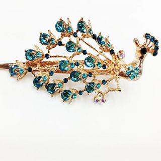 Fashion Blue Bling Shinning Diamond Peacock for Women Hairpin Jewelry Accessories