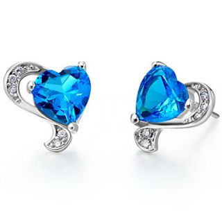 Elegant Silver Plated Silver With Ocean Heart Cubic Zirconia Womens Earring