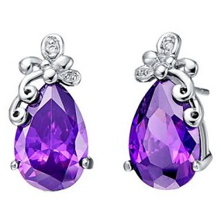 Stylish Silver Plated Silver With Cubic Zirconia Drop Womens Earring(More Colors)