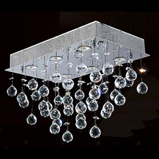 Crystal Flush Mount, 4 Light, Contemporary Minimalist Iron Electroplating