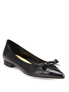 Bryn Leather and Patent Leather Point Toe Flats