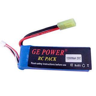 GE Power 11.1V 3S 1200mAh 20C Li Po Battery(Small Tamiya Connector)
