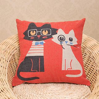 Cute Cartoon Cat Lovers Pattern Decorative Pillow With Insert