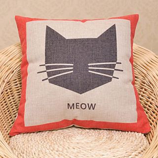 Cute Cartoon Big Face Cat Pattern Decorative Pillow With Insert