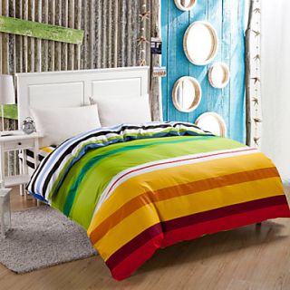 Duvet Cover Set, 4 Piece Cotton Modern Style Rainbow