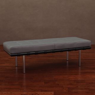 Andaluc??a Charcoal Leather Bench (CharcoalMaterials PU coated cow leather, solid birch wood, fire retardant foam, chromed steel legsFinish Black semi gloss Upholstery Materials PU coated cow leatherLegs Chromed steel Indoor use onlyDimensions 15.5 i