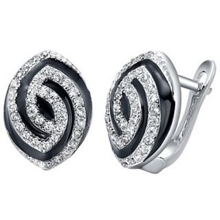 Special Silver Plated With Cubic Zirconia And Stoving Varnish Oval Shape Womens Earring