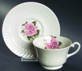 Haviland Regents Park Rose Footed Cup & Saucer Set, Fine China Dinnerware   New