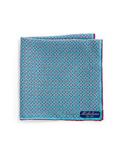  Collection Silk Floral Pocket Square   Teal