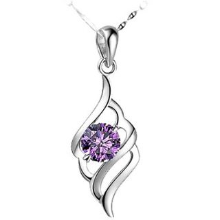 Elegant Water Drop Shape Silvery Alloy Womens Necklace(1 Pc)(Purple,White)