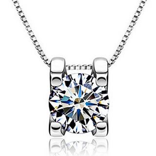 Vintage Square Shape Silvery Alloy Womens Necklace With Rhinestone(1 Pc)