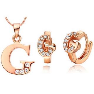 Stylish Silver Plated Silver With Cubic Zirconia G Womens Jewelry Set(Including Necklace,Earrings)(Gold,Silver)