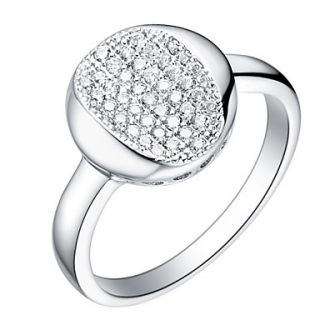 Fashionable Sliver Clear With Cubic Zirconia Oval Womens Ring(1 Pc)