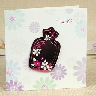 Floral Light Green Side Fold Thank You Card with Rhinestone