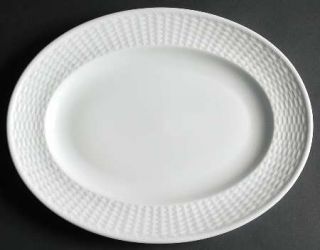 Wedgwood Nantucket 15 Oval Serving Platter, Fine China Dinnerware   All White,