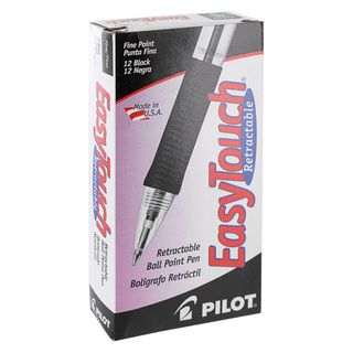Pilot Easytouch Retractable Ballpoint Pens (pack Of 12) (6 inchesMaterials Plastic, rubberInk color Black Point type Fine Tip type Conical Grip type Rubber Visible ink supplyRefillableRetractablePocket clip )