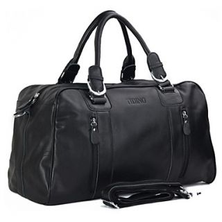 Mens Large Duffle Travel Gym Black Bag Tote Luggage Shoulder With Leather