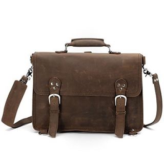 Men Vintage Hiking Travel Laptop Tote Messenger Backpack Bags With Leather