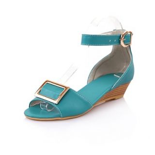 Faux Leather Womens Wedge Heel Open Toe Sandals Shoes(More Colors)