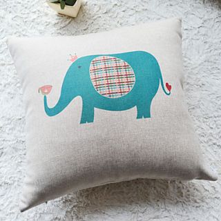 Cute Aqua Cartoon Playing Elephant Decorative Pillow Cover