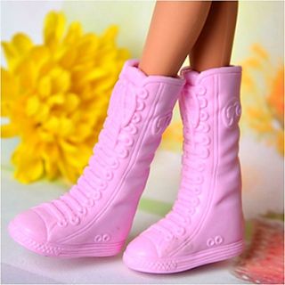 Barbie Doll School Style Pink PVC Sweet Girl Knee Boots