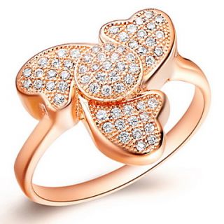 Classical Sliver Or Gold With Cubic Zirconia Heart Womens Ring(1 Pc)