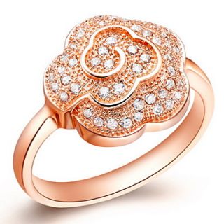 Stylish Sliver Or Gold With Cubic Zirconia Flower Womens Ring(1 Pc)