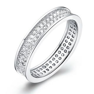 Simple Style Sliver Clear With Cubic Zirconia Band Womens Ring(1 Pc)