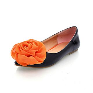 Leatherette Womens Flat Heel Ballerina Flats Shoes With Flower (More Colors)