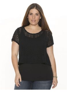 Lane Bryant Plus Size Crocheted layered crop top     Womens Size 22/24, Black