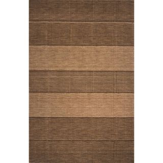 Hand loomed Brown Rows Wool Rug (5 X 8)