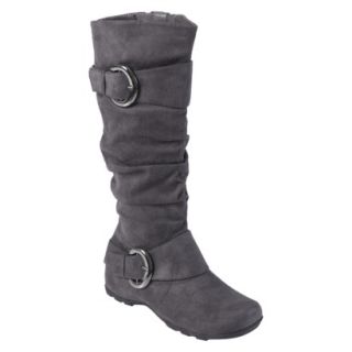 Journee Collection Grey Slouch Boot w/Buckle   6.0