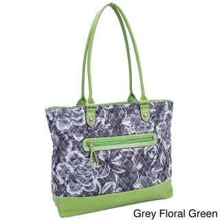 Parinda Allie Quilted Fabric With Croco Faux Leather Tote