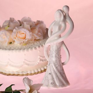 Lost in Dancing Procelain Wedding Cake Topper with Rhinestone