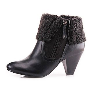 Faux Leather Womens Chunky Heel Fashion Boots Ankle Boots