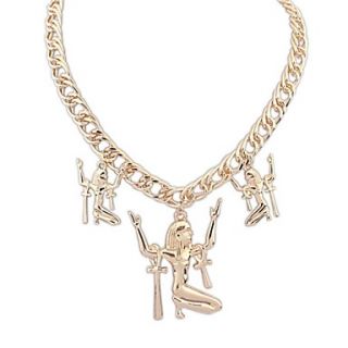 Womens European Vintage (Characters) Alloy Plated Thick Chain Statement Necklace(Gold) (1 pc)
