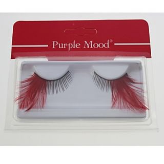 1 Pair Pro High Quality Hand Made Red Color Feather False Eyelashes