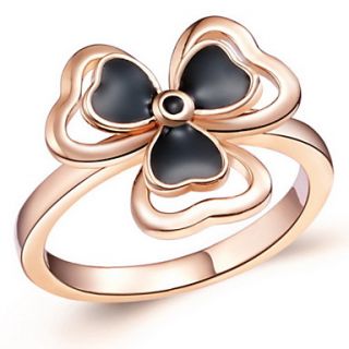 Stylish Sliver Or Gold With Black Flower Womens Ring(1 Pc)