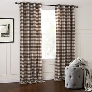 (One Pair) Modern Classic Brown And White Plaid Jacquard Eco friendly Curtain
