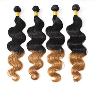 Two Tone Color Brazilian Virgin Ombre Hair Weft 18Inches Body Wave