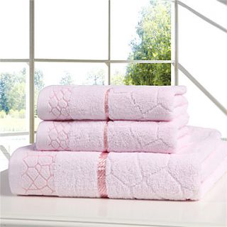 Siweidi Fashion Cotton Jacquard Water Cube Style Pattern Towel Set(Pink)