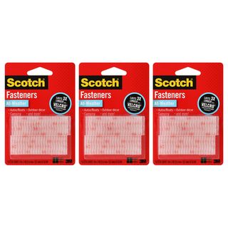 Scotch All weather Fasteners Clear I pass / E Z Pass Compatible (Clear Suggested Use Electronics, heavy decor, office displays Special features All weather indoor/outdoor use Package includes Includes two sets of fastener strips per package Item Number